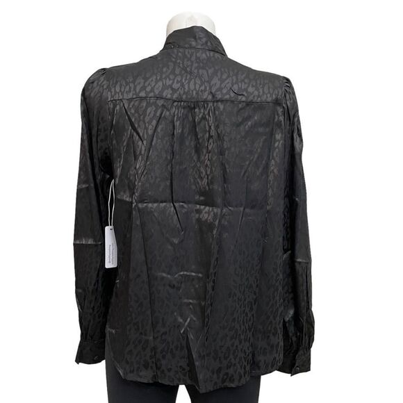 SIX FIFTY CLOTHING Black Neck Tie blousy sateen Freya Top‎ size Small New! - Picture 5 of 9